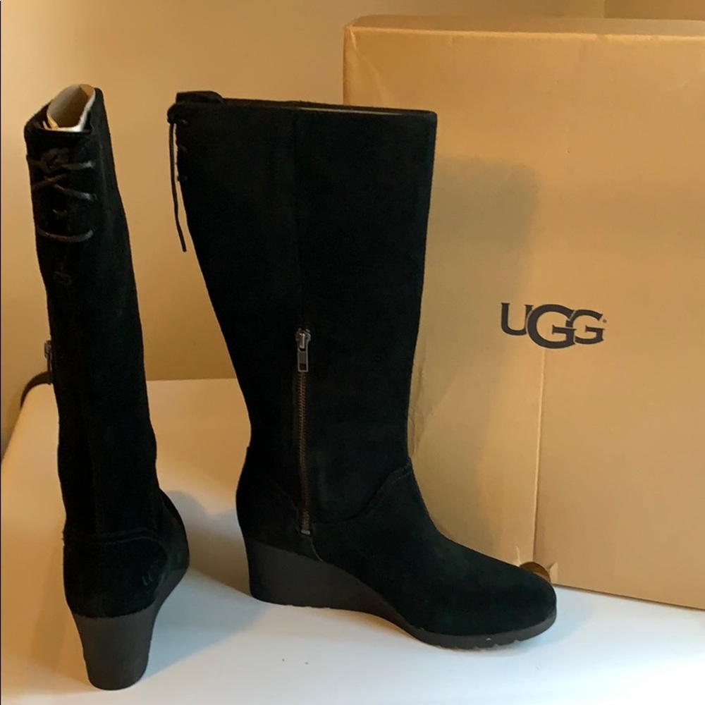 Tall black suede genuine UGG boots, never worn.